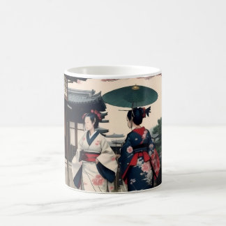 Kyoto Spring Walk Kimono Mug – Cherry Blossom Scen Kaffeetasse