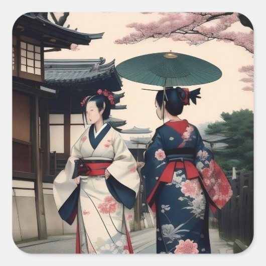 Kyoto Spring Walk Kimono Sticker (Vorderseite)