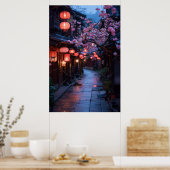 Kyoto Street at Dusk – Lantern Japanese Art Poster (Küche)
