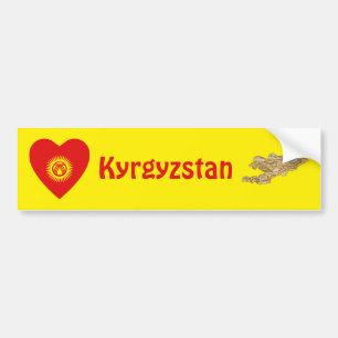 Kyrgyzstan-Flagge Herz + Karte Aufkleber Autoaufkleber