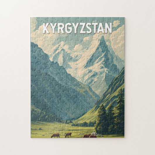 Kyrgyzstan Illustration Travel Art Vintage Puzzle (Vertikal)