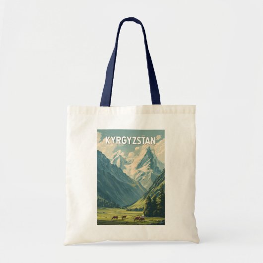Kyrgyzstan Illustration Travel Art Vintage Tragetasche (Vorne)
