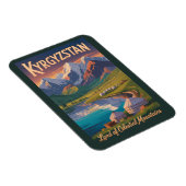 Kyrgyzstan Mountains Illustration Travel Art Vinta Magnet (Rechte Seite)