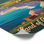 Kyrgyzstan Mountains Illustration Travel Art Vinta Poster (Ecke)