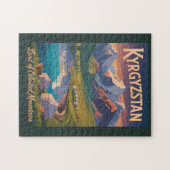 Kyrgyzstan Mountains Illustration Travel Art Vinta Puzzle (Horizontal)