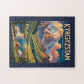 Kyrgyzstan Yurt Illustration Travel Art Vintage Puzzle (Horizontal)