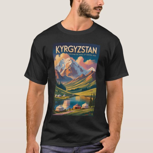 Kyrgyzstan Yurt Illustration Travel Art Vintage T-Shirt (Vorderseite)