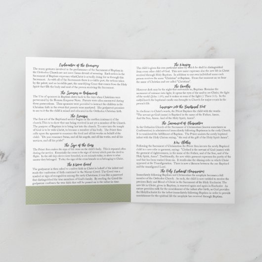 Kyriakos Griechisch-orthodoxe Kirche Taufprogramm Programm (Innenseite)