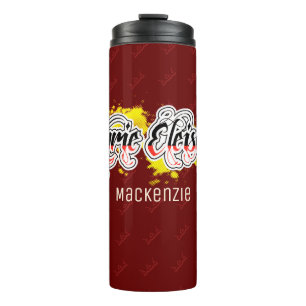 Kyrie Eleison Two Color Split and Name on Dark RED Thermosbecher