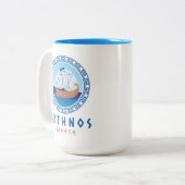 Kythnos, Griechenland, griechisches Schiffsdesign Zweifarbige Tasse (Vorderseite Links)