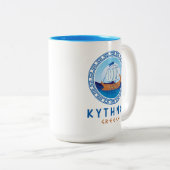 Kythnos, Griechenland, griechisches Schiffsdesign Zweifarbige Tasse (VorderseiteRechts)
