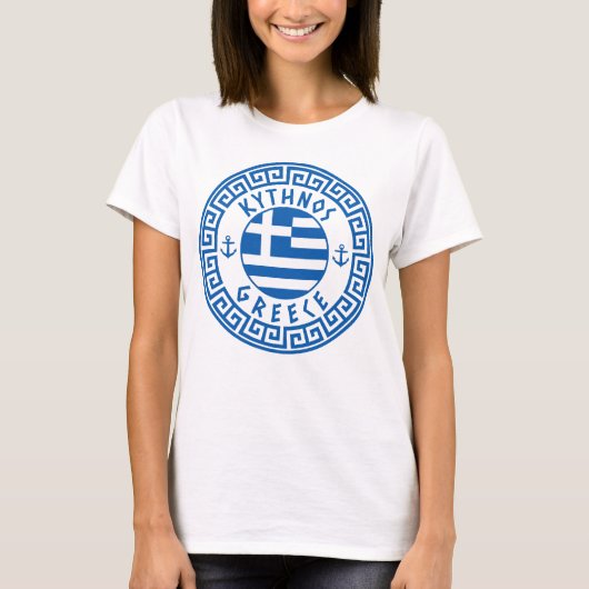 Kythnos, griechische Flagge T - Shirt der Frauen (Vorderseite)