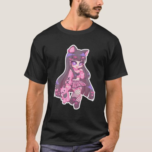 Kyuuchandesu Neko Emo Girl Cat Alt Girl Ästhetik T-Shirt (Vorderseite)
