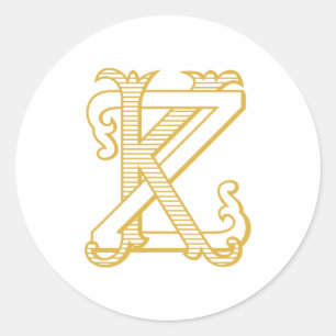 KZ- oder ZK-Monogramm Vintage Antik Aufkleber in G
