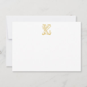 KZ- oder ZK-Monogramm vintage-antike goldene Notiz Mitteilungskarte