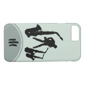 L2 Jazz Sax Black Saxophonist Monogram iPhone Case (Rückseite (Horizontal))
