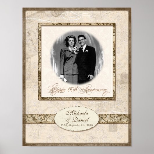 L744 11x14 60 Jahre Personalisiertes Foto Poster (Vorne)