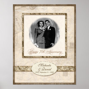 L744 11x14 70. personalisiertes w Foto Jahrestags- Poster