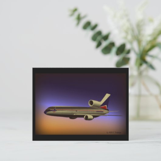 L-1011 Tristar Dusk Flug Postkarte (Stehend Vorderseite)