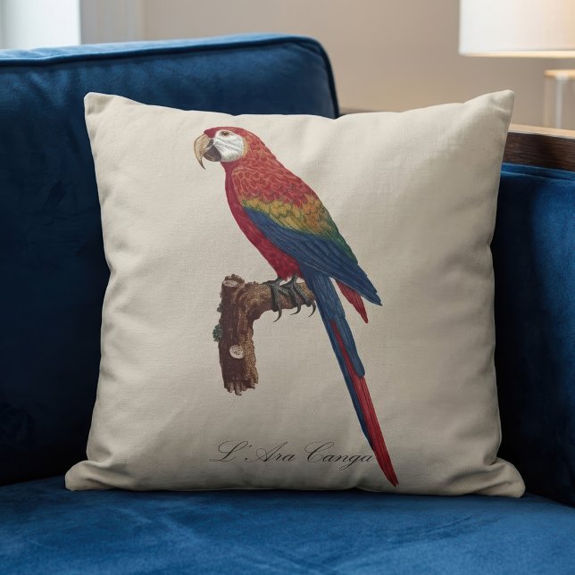 L' Ara Macao / Scarlet Macaw Kissen (Scarlet Macaw or Red-Breasted Macaw, Ara macao. Throw Pillow)
