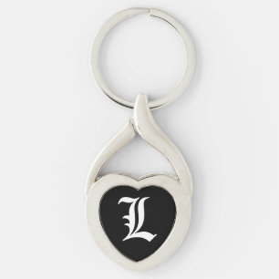 "L" Black Heart Keychain Schlüsselanhänger