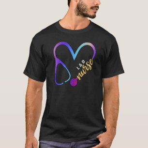 L D Nurse Watercol Glitzer Liebe Herz Stethoskop T-Shirt
