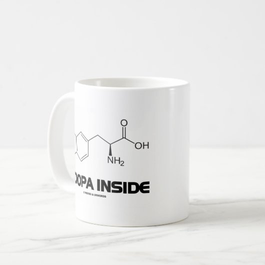 L-Dopa Innere (Levodopa chemisches Molekül) Kaffeetasse (Vorderseite Links)