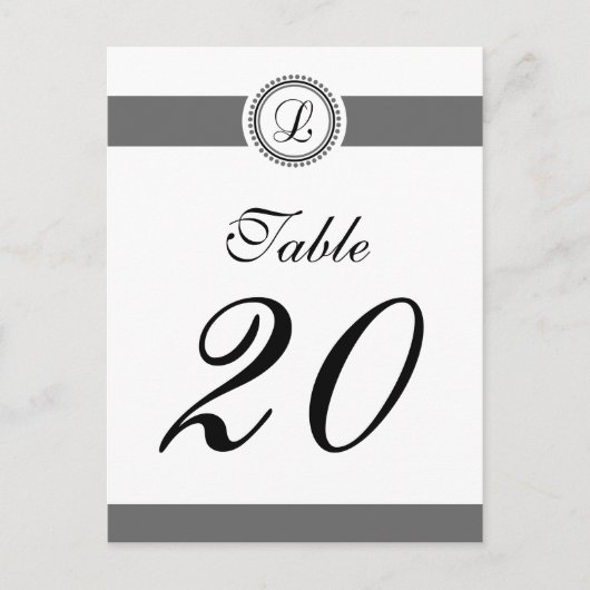 L Dot Circle Monogramm Tischnummer (schwarz / grau (Vorderseite)