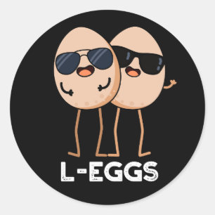 L-Eier Funny Egg Pun Dark BG Runder Aufkleber