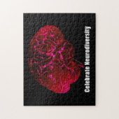 L feiern Neurodiversity rotes Gehirn-Puzzlespiel Puzzle (Vertikal)