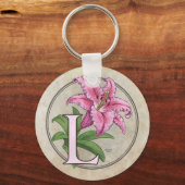 L for Lily Flower Monogram Schlüsselanhänger (Vorderseite)