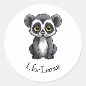 L für Lemur Runder Aufkleber (Vorderseite)