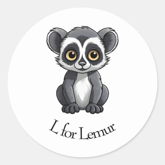 L für Lemur Runder Aufkleber (Vorderseite)