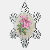 L für Lilien-Blumen-Alphabet-Monogramm Schneeflocken Zinn-Ornament (Rechts)