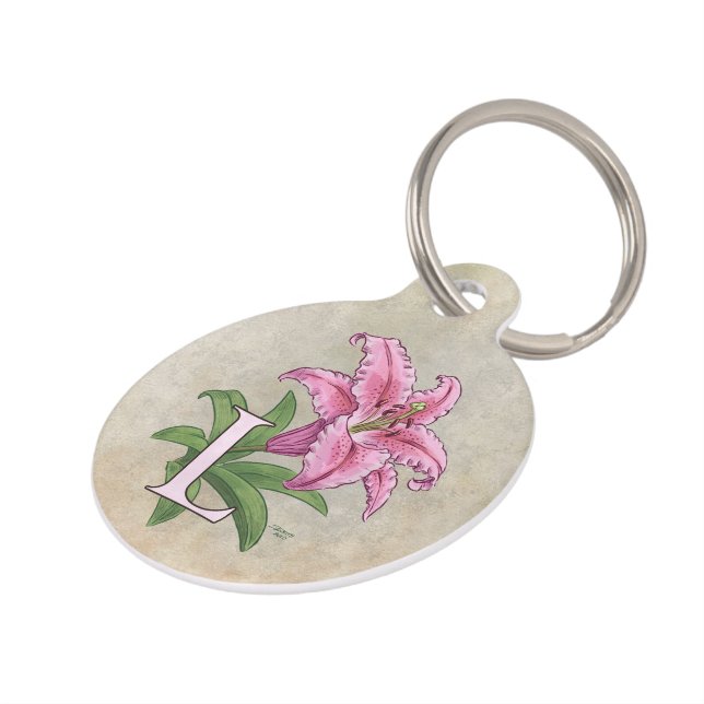 L für Lilien-Blumen-Alphabet-Monogramm Tiermarke (Seite)