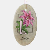L für Lilien-Blumen-Monogramm Keramik Ornament (Rechts)