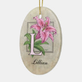 L für Lilien-Blumen-Monogramm Keramik Ornament (Links)