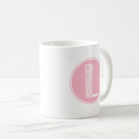 L Initial floral Monogramm Kaffeetasse (VorderseiteRechts)