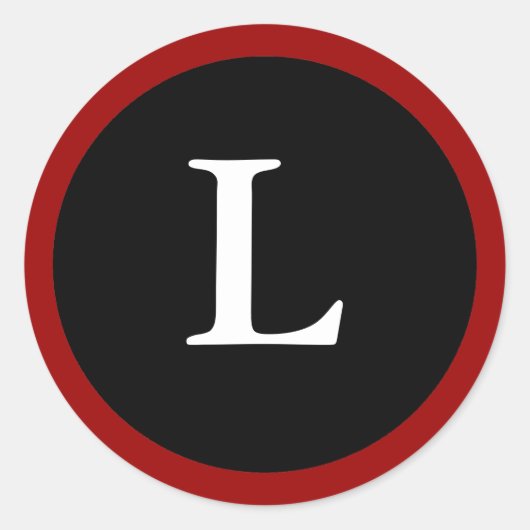 L: Initial L Letter L Red, White & Black Aufkleber (Vorderseite)