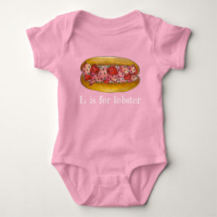 L is for Humster Maine Seafood Sandwich Roll Food Baby Strampler