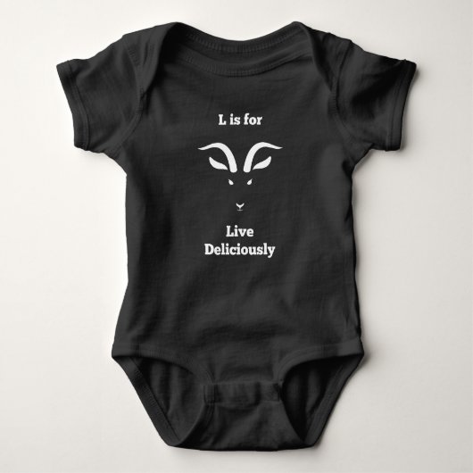 L is for Live Deliciously  Baby Strampler (Vorderseite)