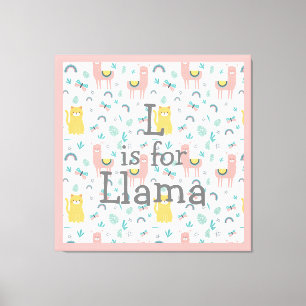 L is for Llama Boho Niedlich Alapaca Kinderzimmer Leinwanddruck