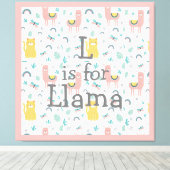 L is for Llama Boho Niedlich Alapaca Kinderzimmer Leinwanddruck (Insitu (Holzboden))