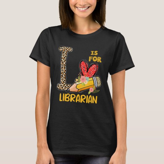 L ist für den Librarian Appreciation Leopard Back T-Shirt (Vorderseite)
