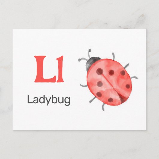 L ist für Ladybug - Alphabet Flash Card Postkarte (Vorderseite)