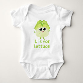 L ist für LETTUCE Green Veggie Alphabet L Baby Strampler