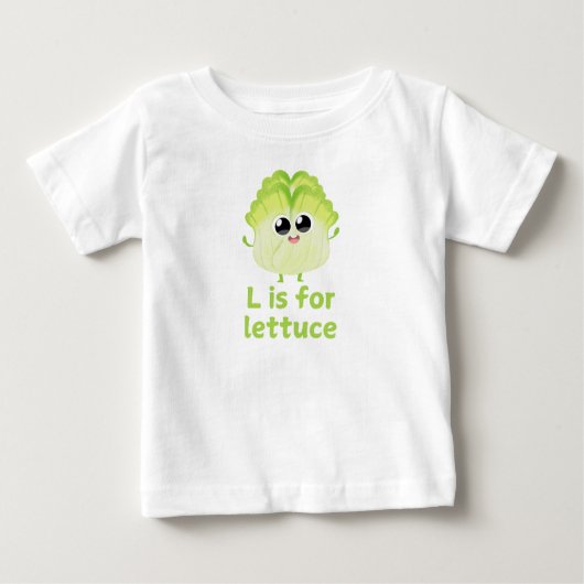 L ist für LETTUCE Green Veggie Alphabet L Baby T-shirt (Vorderseite)