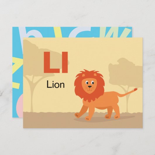 L ist für Lion - Alphabet Flash Card Postkarte (Vorne/Hinten)