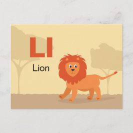 L ist für Lion - Alphabet Flash Card Postkarte