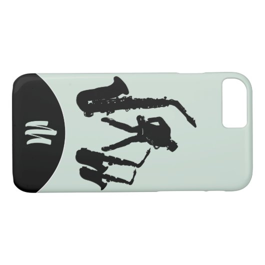 L Jazz Sax Black Saxophonist Monogram Iphone Case (Rückseite (Horizontal))